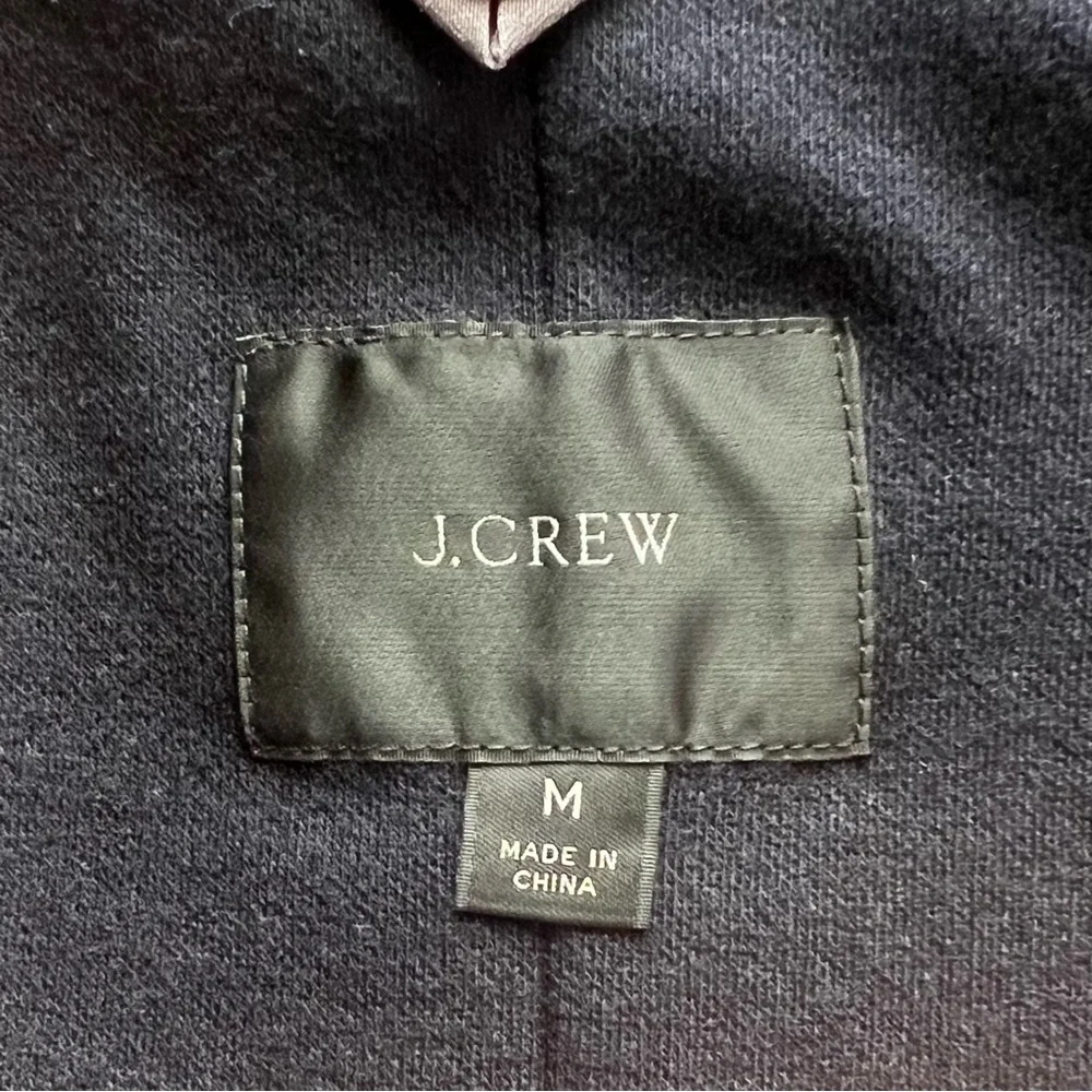 J. Crew Mens Slim-fit Knit Suit Jacket Wool-Cotton Blend Navy Blue Size Medium